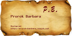 Prorok Barbara névjegykártya